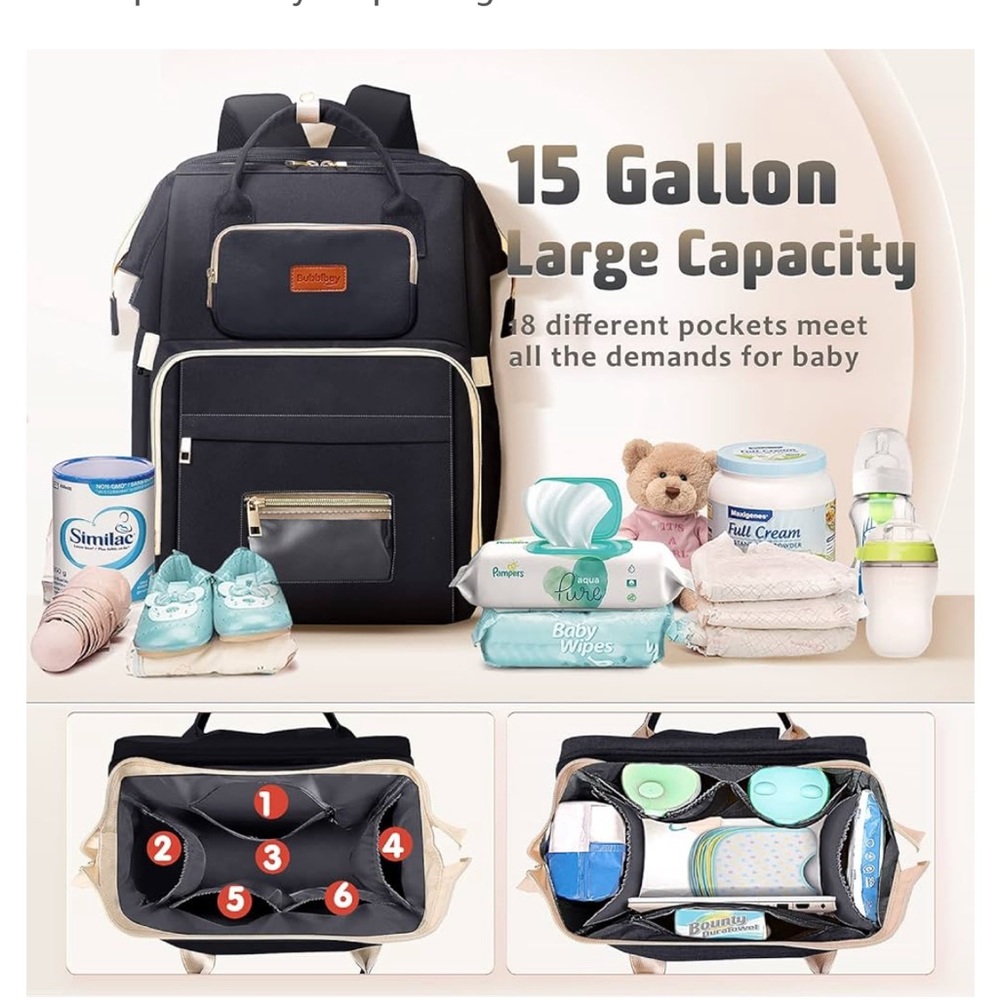 Bubblbay Multifunctional Portable Baby Diaper Bag changing station/nap station